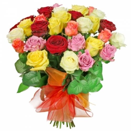 35 разноцветных роз с доставкой по Энергетику